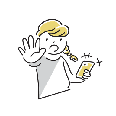 スマホのクソリプに手をかざす人のイラスト